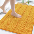 Grandaily Chenille Striped Bathroom Rugs 30x20, Extra Thick and Soft Absorbent Bath Mats, Rubber Backing, Plush Shaggy Shower Carpet, Machine Wash Dry, Bath Rug for Bathroom, Golden Yellow