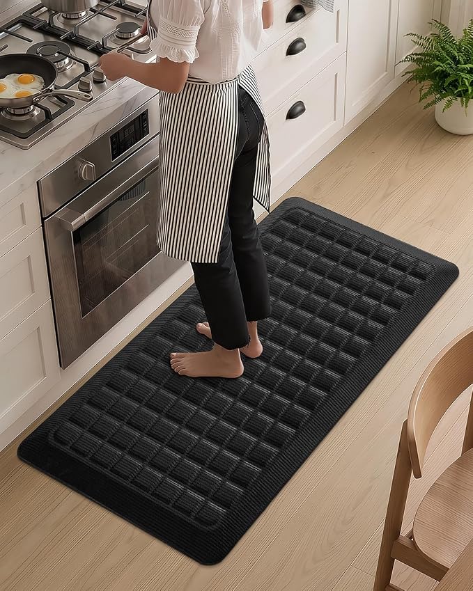 Color&Geometry 0.9 Inch Extra Thick Anti Fatigue Kitchen Floor Mat, High-Density Supportive Foam Standing Desk Mat, Waterproof Non-Slip Comfort for Sink, Office, Laundry, 20"x39", Black