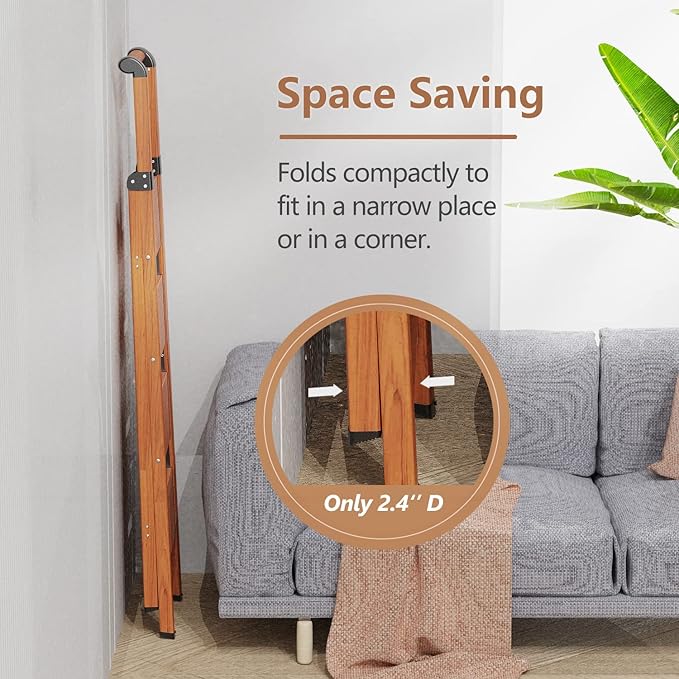 Folding Step Ladder, 4 Step Ladder with Anti-Slip and Wide Pedal, Lightweight Aluminum Step Stool with Handgrip, Space Saving Stepladder for Home and Kitchen, 300 lbs Capacity (Woodgrin