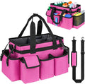 Cleaning Caddy,Cleaning Bag for Housekeepers,Cleaning Supplies Organizer with Handle,Rose Red