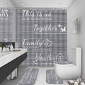 4Pcs Family Shower Curtain Sets with Non-Slip Rugs, Toilet Lid Cover and Bath Mat, Grey Home Bathroom Decor Set Accessories Waterproof Shower Curtains with 12 Hooks, 72 x 72 Inch