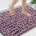 Smiry Bathroom Rugs Mat 36x24, Extra Soft Absorbent Chenille Bath Rugs, Non Slip Rubber Backing Machine Washable Quick Dry Bath Mats for Bathroom Floor, Tub, Shower, Home Decor Accessories, Deep Plum