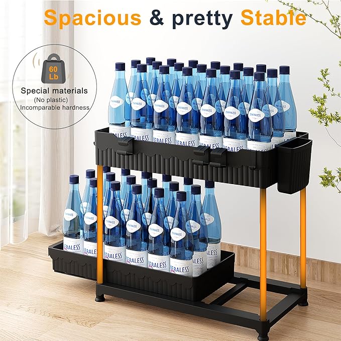 Sevenblue 3 Pack Under Sink Organizers,2-Tier Multi-Use Kitchen and Bathroom Organizers and Storage with Sliding Drawers,Bathroom Cabinet Organizer (Black, 14.8 Inch)