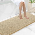Smiry Luxury Chenille Bathroom Rugs 59x20, Extra Soft and Absorbent Shaggy Bath Mat, Machine Washable, Non-Slip Plush Carpet Runner for Tub, Shower, and Floor, Home Decor Accessories, Beige