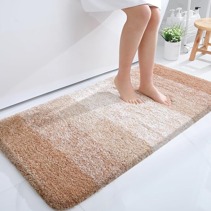 OLANLY Large Bathroom Rugs Mat 45x27, Extra Soft Absorbent Microfiber Bath Rugs, Rubber Backing, Quick Dry, Machine Washable Bath Mats for Bathroom Floor, Tub and Shower, Home Decor Accessories, Beige