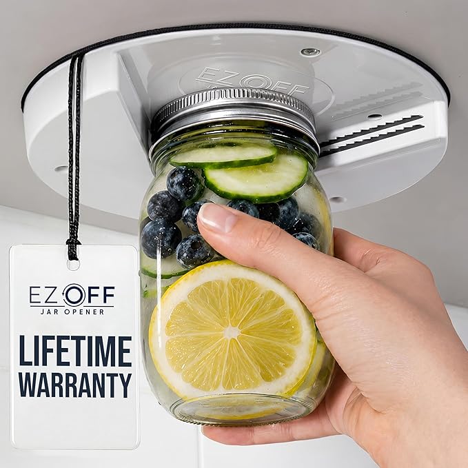 EZ Off Jar Opener for Seniors - Under Cabinet Jar Openers for Weak Hands, Easy Grip, Arthritis jar opener, One Handed Gadgets & Bottle Opener - Essential Kitchen Gadgets - 2 Bundle Pack