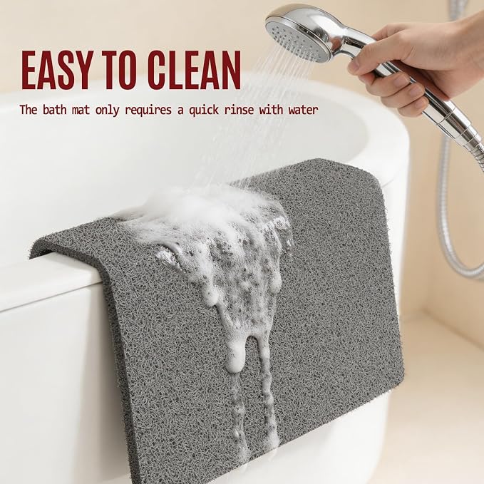 Joyhalo Shower Mat Bathtub Mat Non Slip, Bathmats Non Slip, Quick Drying Foot Scrubber Loofah Mats for Shower, Tub, Bathroom, Home, 32x24inch, Grey
