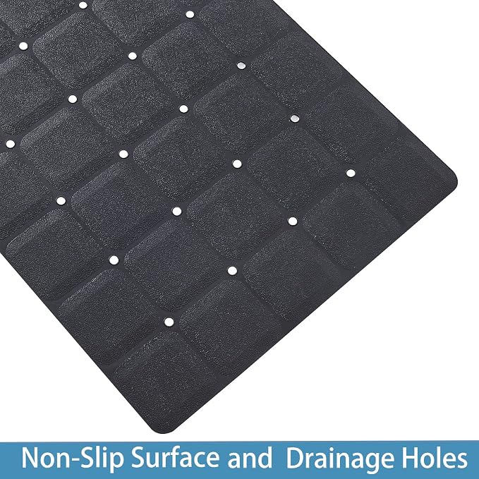 Webos Foldable Silicone Bathtub Mat: Jumbo Size Heavy Duty Safety Bath Mat for Tub Without Suction Cups Non Slip Bath & Shower Mat for Textured, Reglazed, Refinished Tub (Black, 35.8 x 17.7)