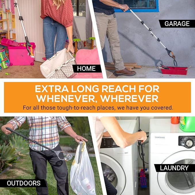 EZPIK Classic 26” Folding Grabber Reacher Tool with Dual Magnets, Heavy Duty Trash Picker Upper Grabber for Seniors & Disabled Users, Aluminum Pickup Tool for Everyday Reaching Aids (Black)