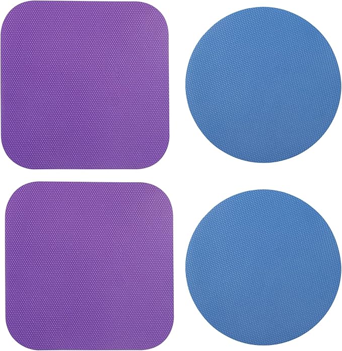 LUTER 4pcs Jar Opener, Rubber, Multi-function Silicone Bottle Opener for Seniors with Weak Hands Lid Cap Gripper Pads Kitchen Coasters Gadgets(blue round +purple square)