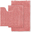 Bathroom Rugs Chenille Bath Mat Set 3-Piece Bath Rugs for Bathoom Extra Soft Bath Mats for Bathoom Non Slip Absorbent Shag Bthroom Carpet, Machine Washable, Toilet Rug Pink