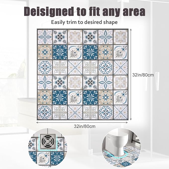 Square Shower Mat 32x32 Inch Non Slip Bath Mat for Inside Shower Loofah Shower Mat for Elderly Soft Textured Foot Massage Pad Bathroom Floor Mat for Wet Area, Without Suction Cups, Quick Drying