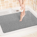 LuxStep Shower Mat Bathtub Mat,24x32 inch, Non-Slip Bath Mat with Drain, Quick Drying PVC Loofah Bathmat for Tub,Shower,Bathroom (Phthalate Free,Grey)