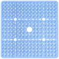 Large Square Shower Mat 27 x 27 Inch Light Blue, Non Slip Shower Bathtub Mats for Inside Shower with Big Suction Cups Drain Holes, Anti Slip Bathroom Floor Stall Mats, Easy Clean, BPA-Free