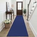 KOZYFLY Cotton Runners Rugs for Hallway 2.5'x10', Washable Runner Rug, Woven Non Slip Kitchen Runner, Braided Entryway Rug, Floor Carpet for Entry, Aisle, Hall, Royal Blue/Navy