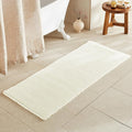TYUU Cream White Long Bathroom Rugs, Waffle Runner Rug Bathroom Non Slip Washable Super Absorbent Quick Dry Boho Farmhouse Bath Mat, 60"x24" Cream White