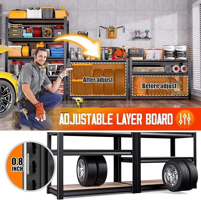 33"Hx35"Wx16"D Garage Shelving,3 Tier Garage Storage Shelves,Adjustable Heavy Duty Metal Shelving Units and Storage Large Rack,Utility Steel Shelf For Shop Warehouse Industrial Pantry Basement