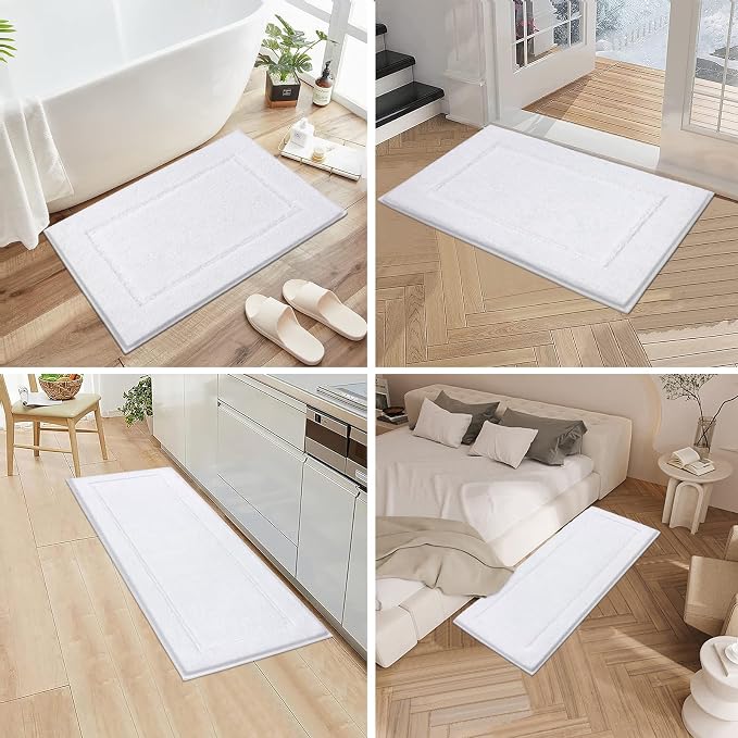 Pauwer 3 Piece Plush Bath Mat Set, Non Slip Shaggy Bathroom Rugs with U-Shaped Contour Toilet Mat for Bedroom Living Room