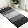 Kitinjoy Indoor Outdoor Door Mat, 54x24 Non-Slip Absorbent Dirt Trapper, Low-Profile Washable Inside Entrance Front Floor Mat, Sturdy Soft Entry Doormats for Entryway, Black