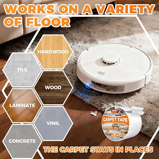 SWRT Carpet Tape Double Sided, 4 in x 30 Yards – Carpet Adhesive for Hardwood Floors, Heavy Duty Anti Slip Rug Grip Tape, Works as Rug Grippers, Residue Free, Wood Safe, Easy Removal for Tile