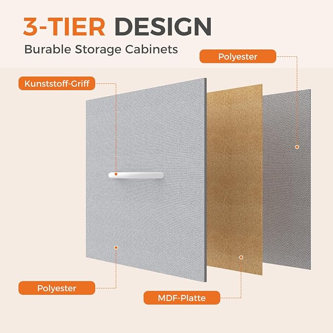 Sweetcrispy 7 Drawer Dresser with Fabric Bins, Fabric Storage Tower Organizer for Bedroom, Closet, Hallway, Entryway, Tall Chest of Drawers with Steel Frame, Wood Top, Light Grey