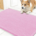 OLANLY Dog Door Mat for Muddy Paws 30x17, Absorbs Moisture and Dirt, Absorbent Non-Slip Washable Doormat, Quick Dry Chenille Mud Mat for Dogs, Entry Indoor Entryway Carpet for Inside Floor, Pink