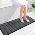 OLANLY Memory Foam Long Bathroom Rugs Runner 47x17, Super Soft Absorbent Bath Mat, Quick Dry, Machine Washable Shower Floor Rugs, Bathmat Carpet, Bathroom Home Decor Accessories, Dark Gray