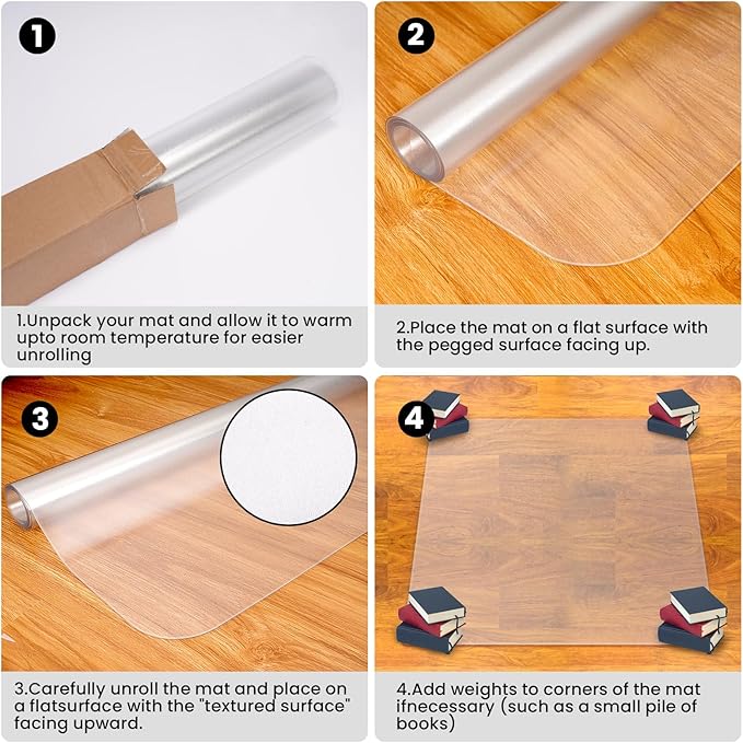 Office Chair Mat for Hardwood Floor: 63"x 51" Extra Large Floor Mat for Rolling Chair and Computer Desk, Clear Chair Mat Heavy Duty Plastic Protector for L Desk, Home, Gaming Easy Glide