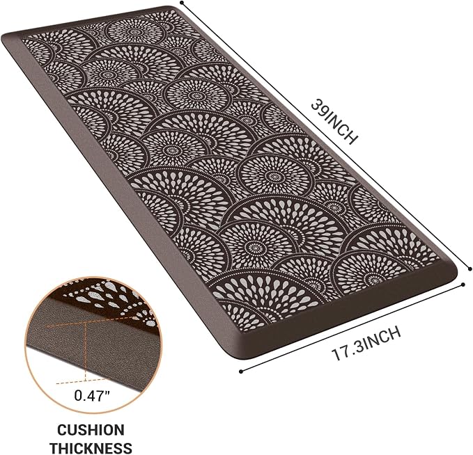 Mattitude 4/5 Inch Kitchen Mat, 20x53in Heavy Duty Ergonomic Comfort Foam Standing Desk Mat, Waterproof Non-Slip Standing Mats and Rugs for Kitchen, Office, Black