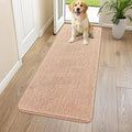 Smiry Dog Door Mat for Muddy Paws 59x24, Absorbent Dirt Trapper, Non-Slip Washable Chenille Entryway Rug for Inside Floor, Peach, Classic Solid