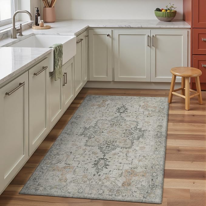 GENIMO Kitchen Mats for Floor, Washable Anti Fatigue Mat for Cushioned, 47"x71", Waterproof Kitchen Rugs, Non Slip Foam Comfort Standing Mat Rug for Home, Runner, Sink, Laundry, LightTaupeBrown