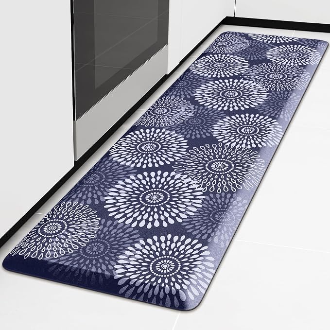LuxStep Kitchen Mat Waterproof Kitchen Rugs for Floor Cushioned Anti-Fatigue Mat Non-Slip Standing Desk Mat Comfort Floor Mats for House Sink Office 17.3" x 60" Blue