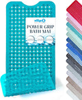 SlipX Solutions Power Grip 39x16 Bathtub & Shower Mat | Premium Non-Slip Bath Safety | Clear Aqua