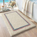 DEXI Bathroom Rugs 24x16, Absorbent Extra Soft Plush Microfiber Bath Mat for Bathroom, Non Slip Washable Bathmat Quick Dry for Shower Floor, Sink, Tub, Laundry Room, Ivory
