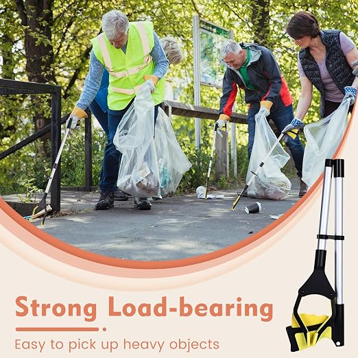 Ctosree 8 Pack 32" Trash Grabber Reacher Tool for Elderly, Foldable Litter Picker Upper, Lightweight Trash Pick up Stick, Long Handy Mobility Aids for Home Garden Arm Extension(Yellow)