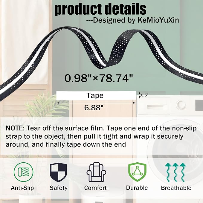 Grab Bars Non-Slip Tape for Bathtubs and Showers - Stainless Steel Bars Anti Slip Tape for Bathroom, Walls, Rail Handrail Covers for Seniors, Elderly, Handicap