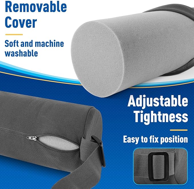 CushZone Seat Cushion, Lumbar Roll Support Pillow for Office Chair, Car, Gaming Chair, Memory Foam Back Cushion with Washable Cover for Relieving Back Pain & Improving Posture,Grey