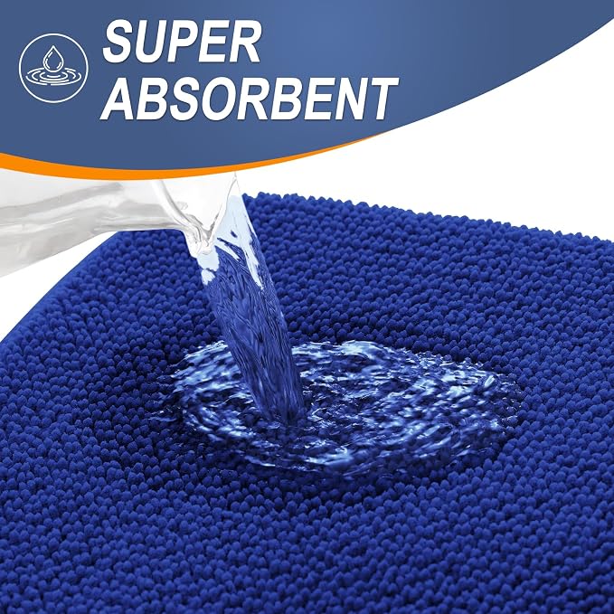 OLANLY Thick Memory Foam Bathroom Runner Rugs 47x20, Extra Soft Absorbent Long Bath Rug, Quick Dry, Non-Slip, Machine Washable Bath Mat for Bathroom, Tub and Shower, Home Decor Accessories, Royal Blue