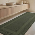 Extra Large Waffle Bath Mat, Boho Woven Modern Bath Rug Absorbent Non Slip, Ultra Soft Bathroom Mats, Machine Washable Knit Bath Rugs with Tassels for Bathroom, Bedroom, Kitchen, 6'x2', Dark Green