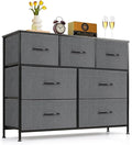 7-Drawer Dresser for Bedroom, Anti-Tip Wide Storage Organizer Fabric Chest of Drawers TV Stand for 45" TV with Wooden Top and Metal Frame for Closet, Living Room, Hallway, Entryway, Gray