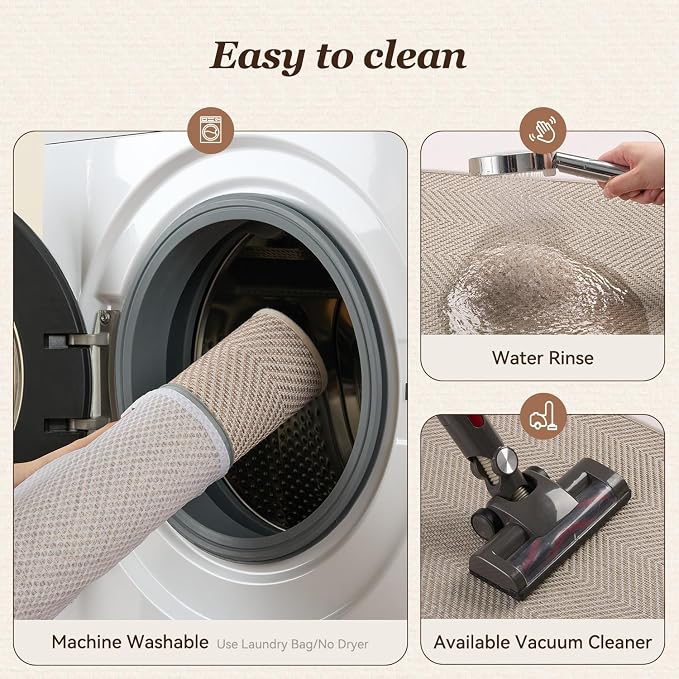 AMOAMI Kitchen Mats for Floor, Non Slip Washable Kitchen Rugs Absorbent Quick Dry and Easy to Clean,Rugs for Kitchen in Front of Sink, 20“*32”, Beige