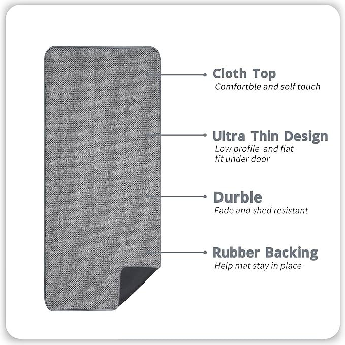Bosap Bath Mat,Ultra Thin Bathroom Runner Rugs,Large Bath Mats for Bathroom,Quick Dry,Non-Slip,Machine Washable,Low Pile,Bath Rug,Shower Outside,Sink,Home Decor Accessories.Grey,3'x6'(36x72inch)