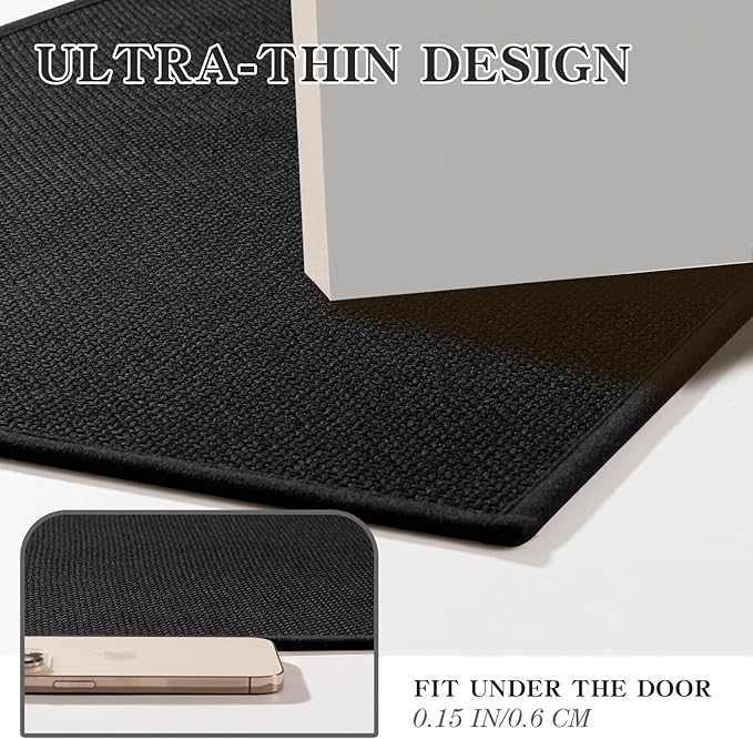 chakme Bathroom Rugs Mat 59x25, Ultra Thin Non Slip Bath Mat Large Quick Dry Absorbent Bath Mat for Bathroom Floor, (Black, 59"x25")
