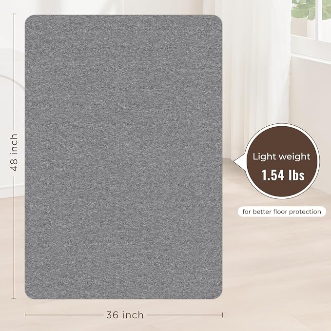 Sycoodeal Office Chair Mat for Hardwood Floor,Slip Resistant Floor Mat for Office Computer Gaming Chair,Heavy Duty Floor Protector for Rolling Chairs,Easy to Clean,Grey(36"x48")