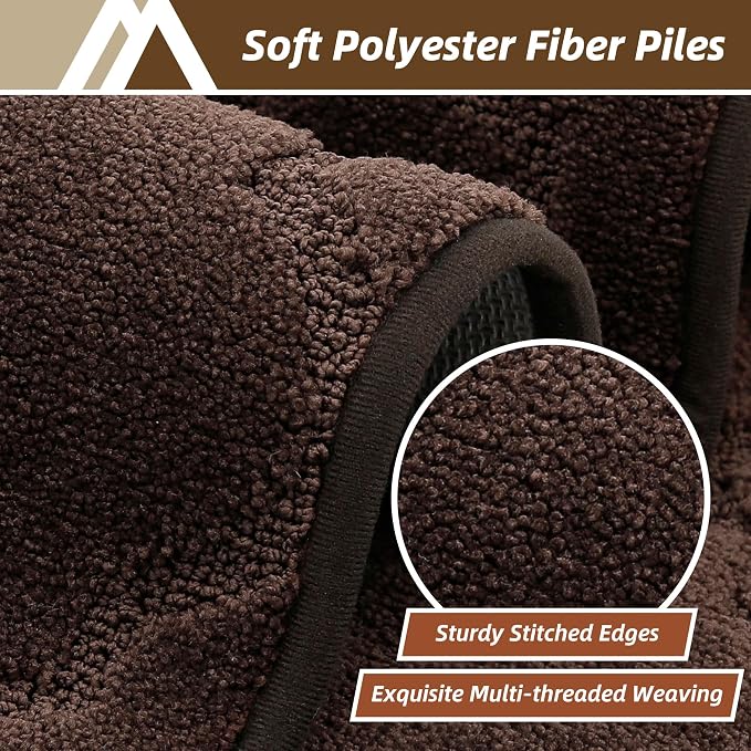 COSY HOMEER Kitchen Rugs 20" x 32" Washable Non Slip Kitchen Mats for Floor Absorbent Kitchen Carpet Soft Rugs for Kitchen,Sink Mat,Entrance,Area Rugs,Brown
