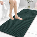 OLANLY Long Bathroom Rugs Runner 47x20, Thick Soft and Absorbent Chenille Bath Mat, Non-Slip, Machine Washable Quick Dry Bath Rugs for Tub Shower Floor, Home Decor Accessories, Blackish Green