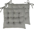 HLOVME Corduroy Chair Cushion with Ties Ultra Soft Warm Floor Cushion for Kids Reading Nook Comfortable Square Seat Cushion for Adult 15.7”x15.7” Set of 2, Grey