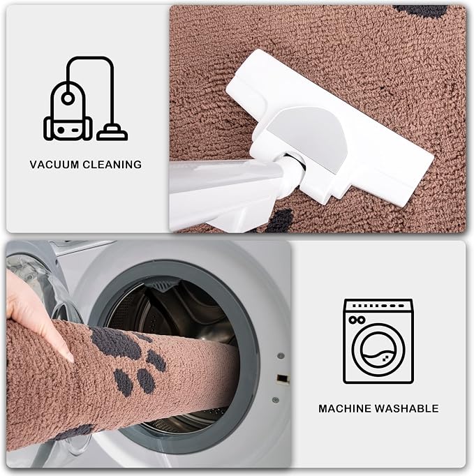 PURRUGS Dirt Trapping Door Mat 24" x 59", Non-Skid/Slip Machine Washable Microfiber Entrance Rug, Shoes Scraper, Dog Doormat, Super Absorbent Floor Mat for Muddy Wet Shoes and Paws, Light Brown