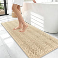 OLANLY Thick Bathroom Runner Rugs 47x17, Extra Absorbent Chenille Striped Bath Rugs, Rubber Backing, Machine Wash Dry, Long Bath Mats for Bathroom Floor, Tub and Shower, Home Decor Accessories, Beige