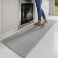 YDKGL Kitchen Mats for Floor, Super Absorbent Kitchen Rugs Non Slip Washable, Soft Imitation Linen Braided Runner Rug, Standing Mat Kitchen Sink Mat, Easy to Clean, Gray 17x71